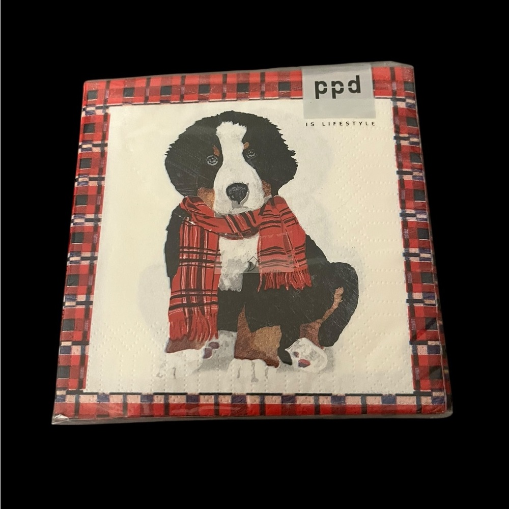 PPD Germany Noah Bernese Mountain Dog Puppy Lot of 40 Beverage Napkins Christmas